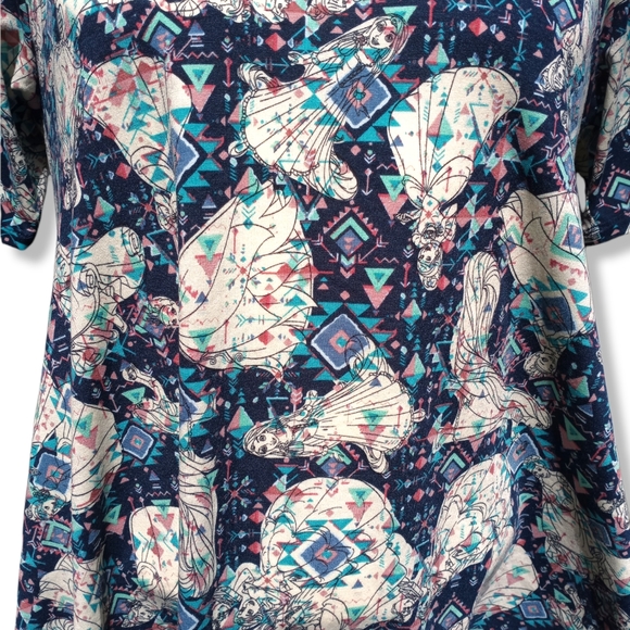 Lularoe Disney Womans Blouse Short Sleeve Nwt Princess Retro Blue Purple White M - Picture 3 of 7
